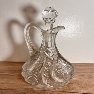 Antique Pressed Glass Cruet McKee 1904 Glass Short Decanter Vintage